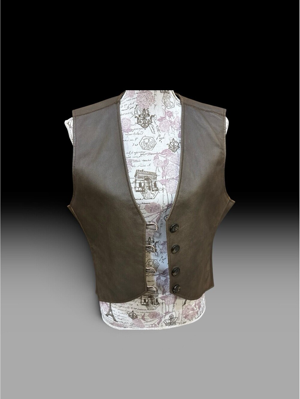 Vintage Wrangler Cowhide Leather Men's Vest  Button Western Bloke Sz Large